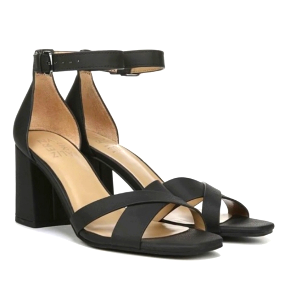Nwt Naturalizer Maggie Black Ankle Strap Block Heel Sandals 9.5